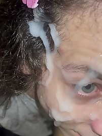 A beautiful guy gets a huge facial after an intense session